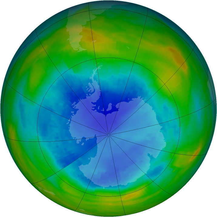 Antarctic ozone map for 29 August 1987